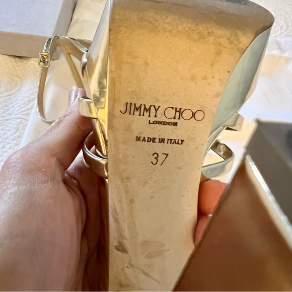 Jimmy Choo Gold Isra Platform Sandals Size 37 7 - Picture 8 of 11